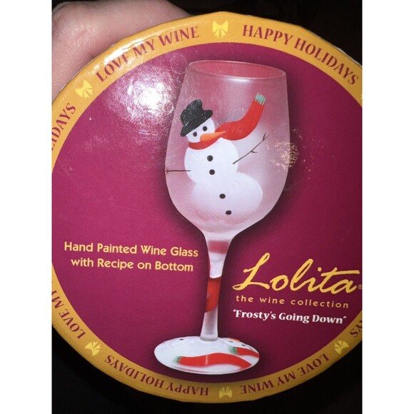 Lolita Wine Glass Frosty's Going Down Hand Painted 15oz Recipe On Bottom New - Picture 1 of 7